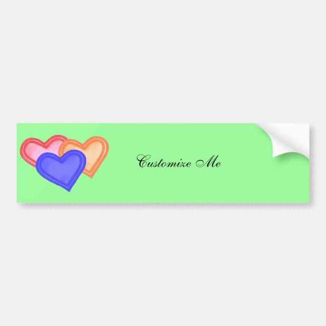 Hearts Trio Bumper Sticker Bildekal (Framsidan)