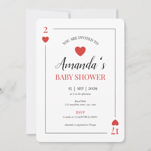 Hearts uppspelningskort Alla hjärtans dag Baby Sho Inbjudningar (Framsida)
