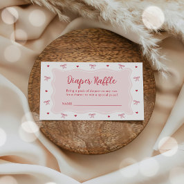 Hearts Valentine Baby Shower Diaper Raffle Tickets Tilläggskort