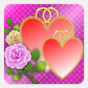 Hearts Valentine Day-20362 Fyrkantigt Klistermärke
