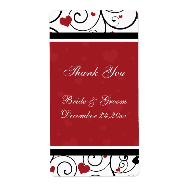 Hearts Valentine Day Bröllopsetiketters Fraktsedel (Framsidan)