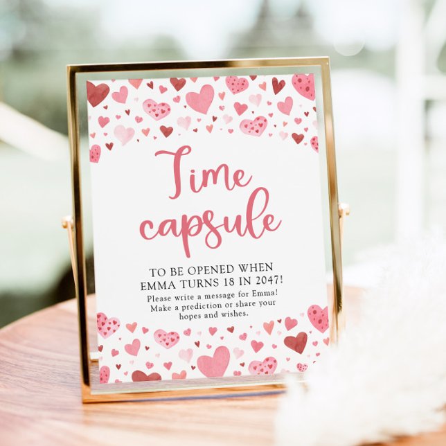 Hearts Valentine Time Capsule Baby Shower-signatur Poster (Skapare uppladdad)