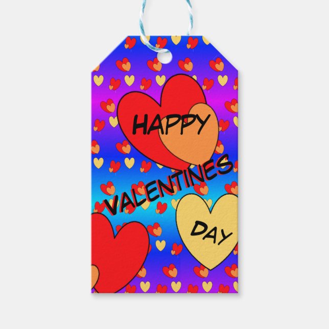 Hearts Valentines day Cust. BG Färg Gift Märkres Presentetikett (Framsidan)