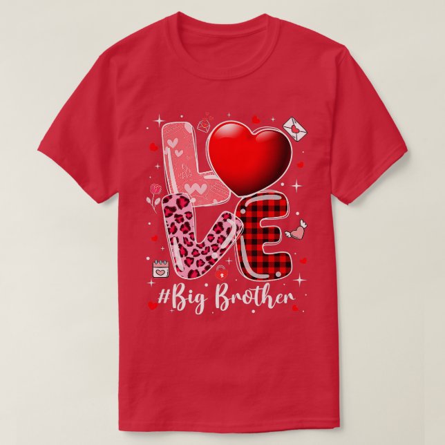 Hearts Valentines day Kärlek Big Brother Leopard B T Shirt (Design framsida)