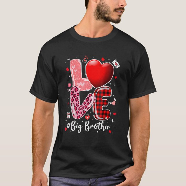 Hearts Valentines day Kärlek Big Brother Leopard B T Shirt (Framsida)