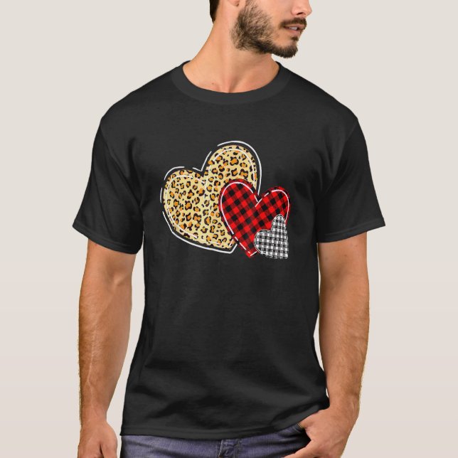 Hearts Valentines day Leopard Play Kärlek Boys Gir T Shirt (Framsida)