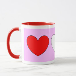 Hearts Valentines day Red Rosa White 4Patty Mugg