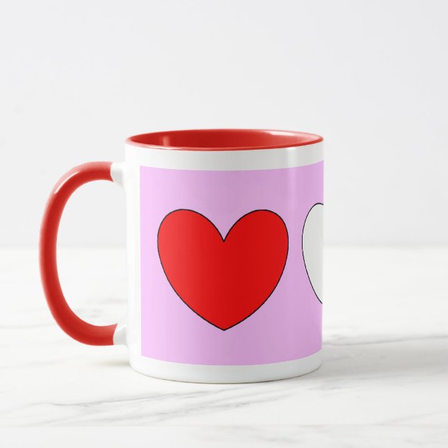 Hearts Valentines day Red Rosa White 4Patty Mugg (Vänster)