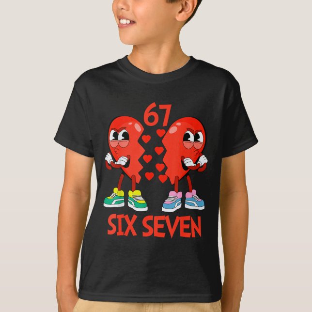 Hearts Valentines Funny Six Seven 6 7 Meme Gen Alp T Shirt (Framsida)