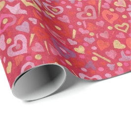 Hearts Valentiness Papper Collage Mönster Red Presentpapper
