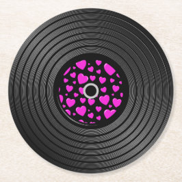 Hearts vinylpost underlägg papper rund