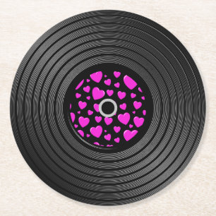 Hearts vinylpost underlägg papper rund