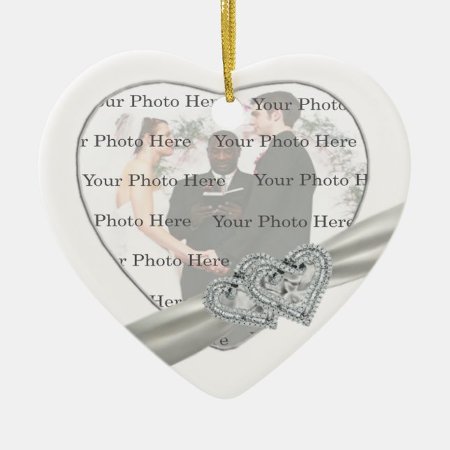 Hearts White Bröllop Heart Ornament (Framsidan)