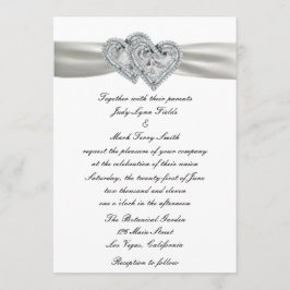 Hearts White bröllop-inbjudan Inbjudningar
