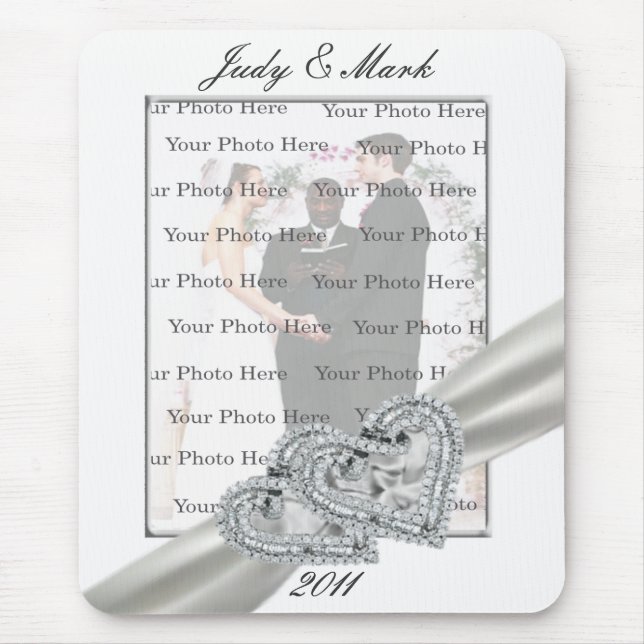 Hearts White Bröllop Mouse Pad Musmatta (Framsidan)