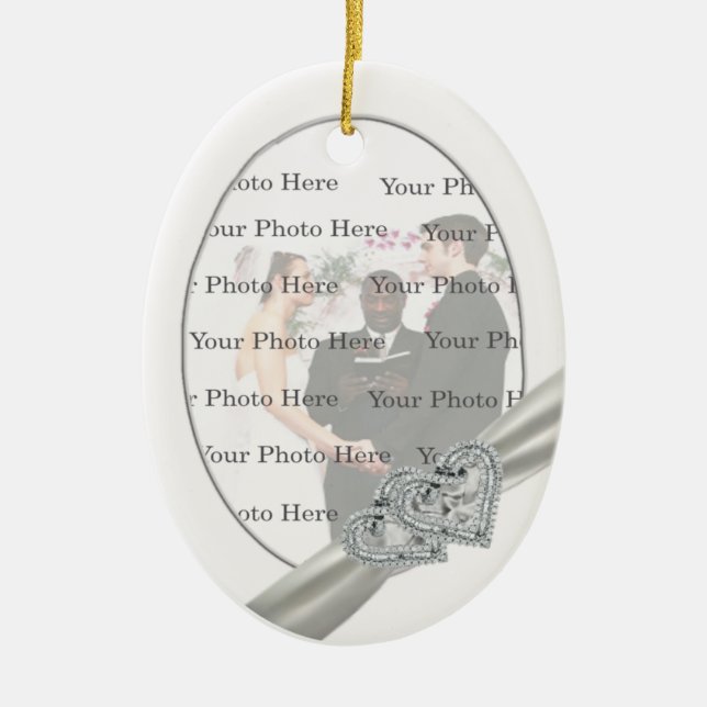 Hearts White Bröllop Oval Ornament (Framsidan)