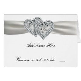 Hearts White Bröllop Place Cards OBS Kort