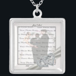 Hearts White Bröllop Square Silver Necklace Silverpläterat Halsband<br><div class="desc">Anpassa det här söt halsbandet att ha som bröllopsfavörer på bröllopsmottagningen eller att ha en själv som en hågkomst till din speciella dag. Detta halsband är också perfektens gåva till bridanten i hennes möhippa. Anpassa genom att ändra texten i fält och lägga till ditt foto. Du kan ändra teckensnittet stil,...</div>