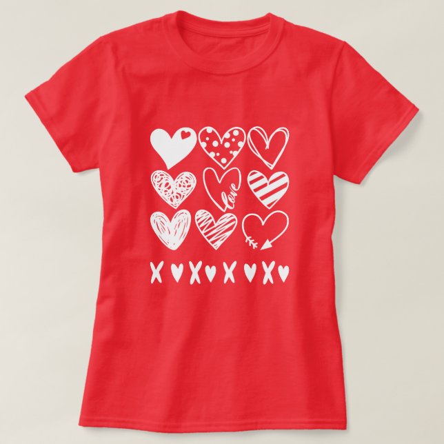 Hearts XOXO Valentine Day Women Girl Gift T Shirt (Design framsida)