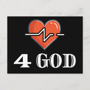 Heartslag 4 Gud Red and White Vykort