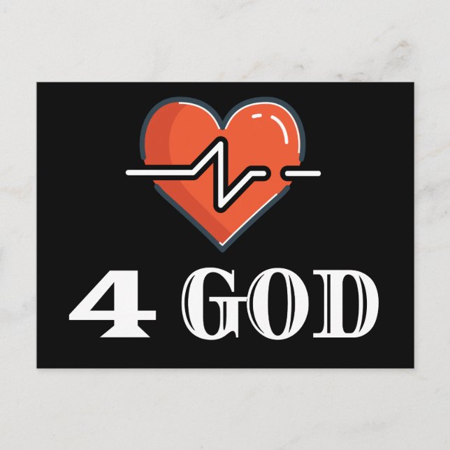 Heartslag 4 Gud Red and White Vykort (Framsida)