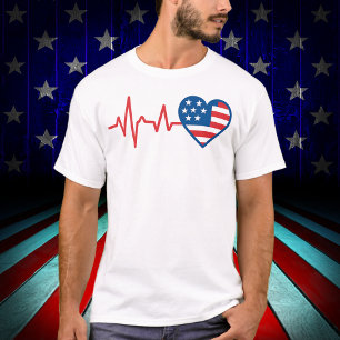 Heartslag American Flagga Heart T Shirt