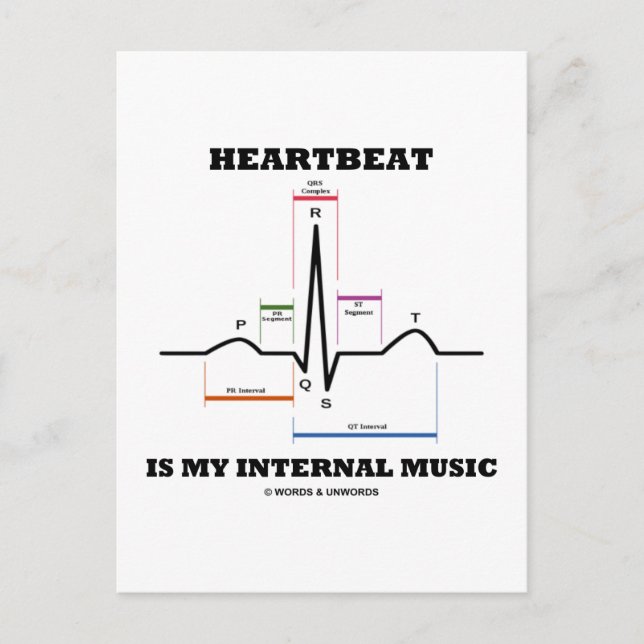 Heartslag är min interna musik (ECG/EKG) Vykort (Framsida)