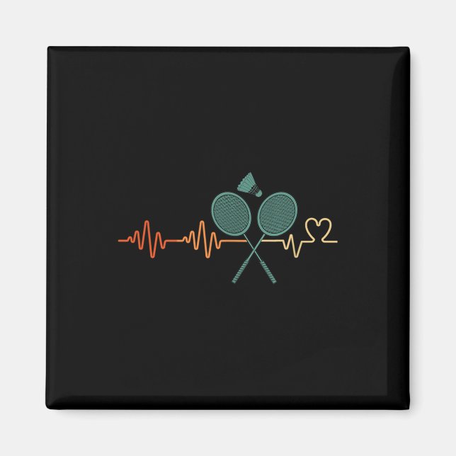 Heartslag Badminton Shuttle Racket Retro Player Gi Magnet (Framsidan)