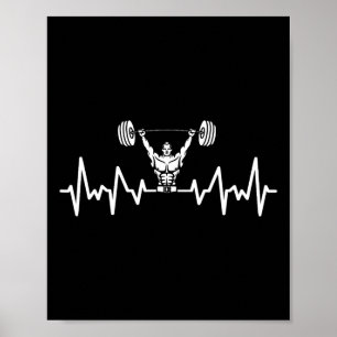Heartslag Barbell Bodybuilding Weightlift Gym W Poster