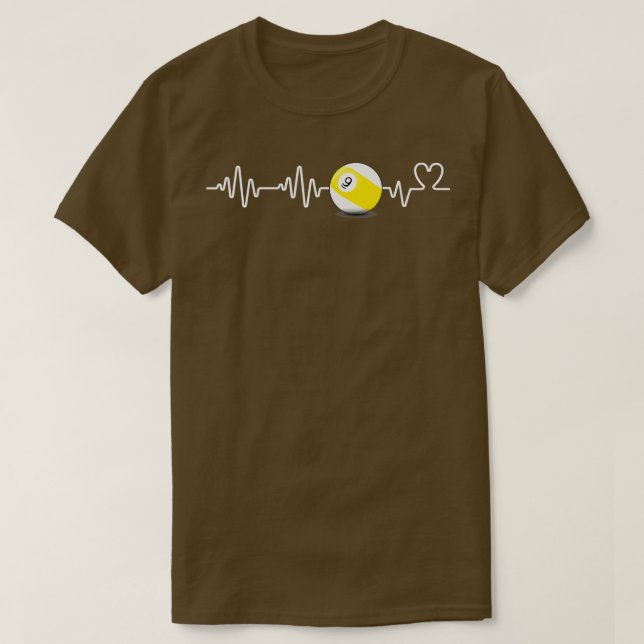 Heartslag Billiard Nine Boll Funny 9Boll Player Gi T Shirt (Design framsida)