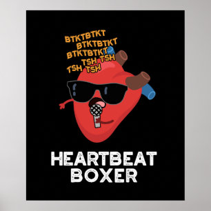 Heartslag Boxer Funny Music Heart Pun Mörk BG Poster