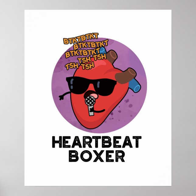 Heartslag Boxer Funny Music Heart Pun Poster (Framsidan)