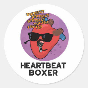 Heartslag Boxer Funny Music Heart Pun Runt Klistermärke