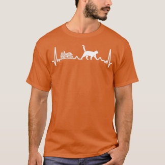 Heartslag Cat Bok Älskare Reading Bok T Shirt