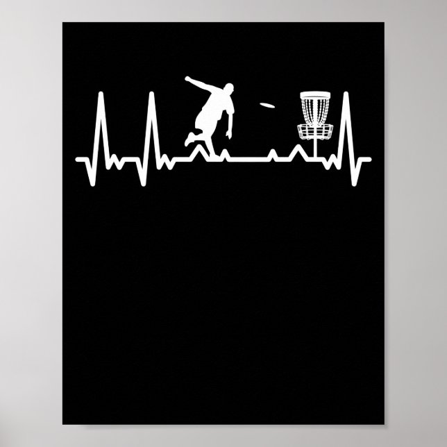 Heartslag Disk Golf Golfer Pulse-frekvensrytm Poster (Framsidan)