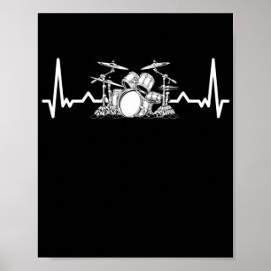 Heartslag Drum Set Drummer Musician Drumsticks Poster