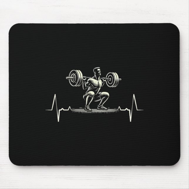 Heartslag Ecg BodyBuilder Vightlyftande Weightlift Musmatta (Framsidan)