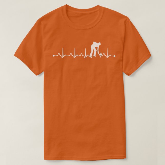 Heartslag EKG Curling Sports Älskare T Shirt (Design framsida)