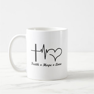 Heartslag Faith Hope Kärlek Christian och katolsk Kaffemugg