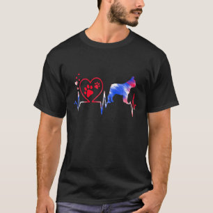 Heartslag Fransk Bulldog 4 juli, färgämne och T Shirt