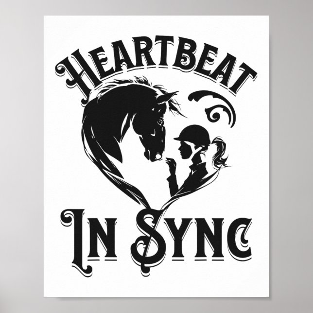 Heartslag i Sync Horse and Rider Equestrian Poster (Framsidan)