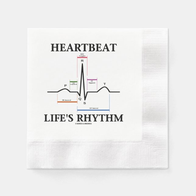 Heartslag Life's Rhythm ECG EKG Electrocardiogram Pappersservett (Framsidan)