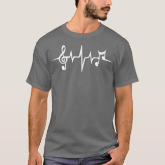 Heartslag musik treble clef musik noter ljud-våg t shirt