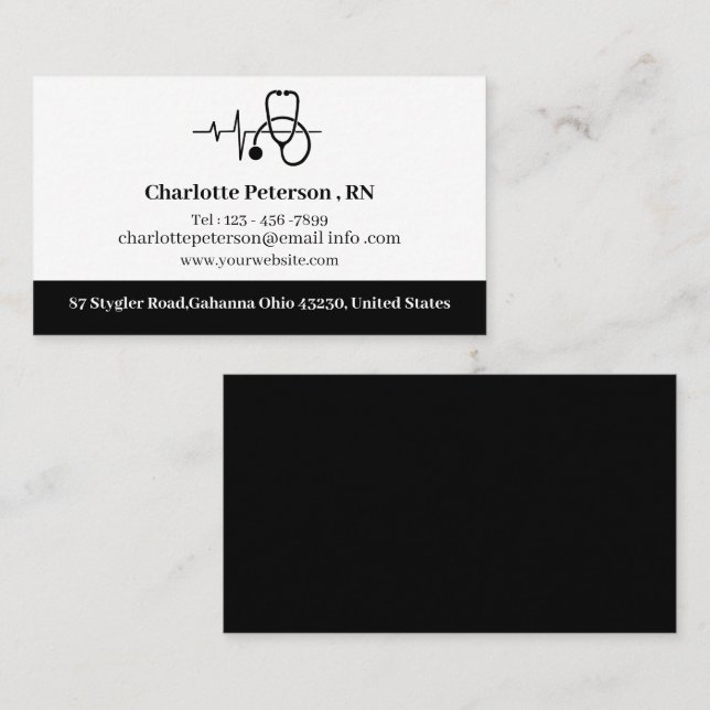 Heartslag Nurse Doktor Visitkort (Fram/baksida)