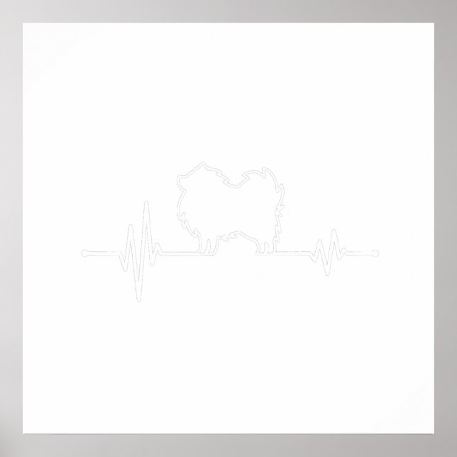 Heartslag Pommern Spitz Hundägare Gift ECG Puls Poster (Framsidan)