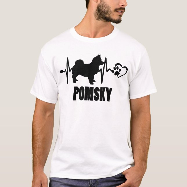 Heartslag - Pomsky - Hund Best Friend T Shirt (Framsida)