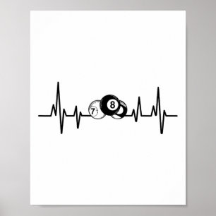 Heartslag Rack Bassäng Billiard Player Billiards C Poster