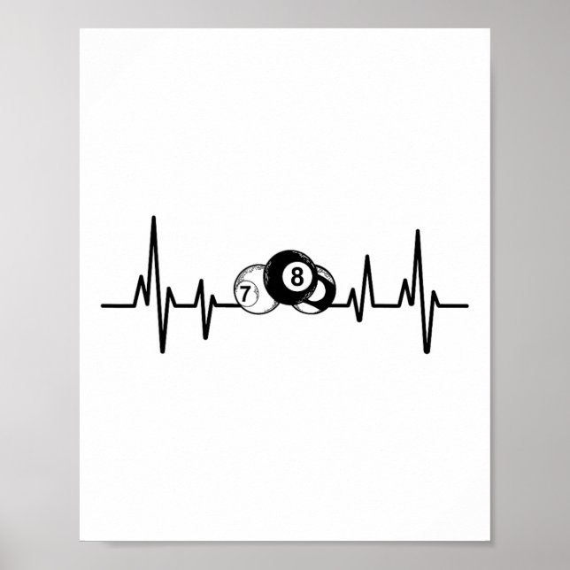 Heartslag Rack Bassäng Billiard Player Billiards C Poster (Framsidan)
