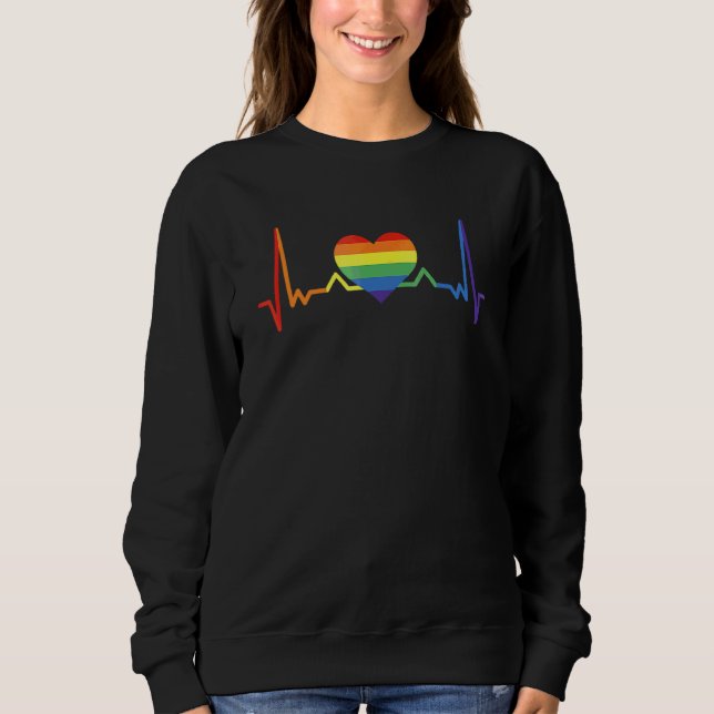 Heartslag Rainbow Pride Lesbisk Kärlek Gay Lgbt Mo T Shirt (Framsida)