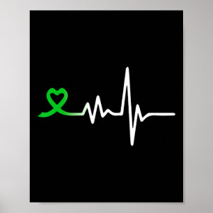 Heartslag Ribbon Mental Health Awareness För manar Poster